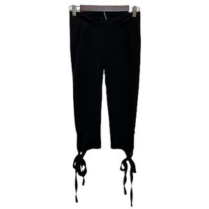 Free People Movement Leggings Cropped Black Size Small Tie Hem Boho Cotton Blend